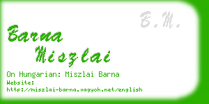 barna miszlai business card